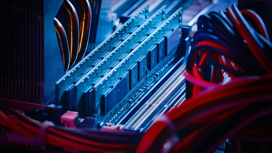 Close Up Of RAM and Power Cords